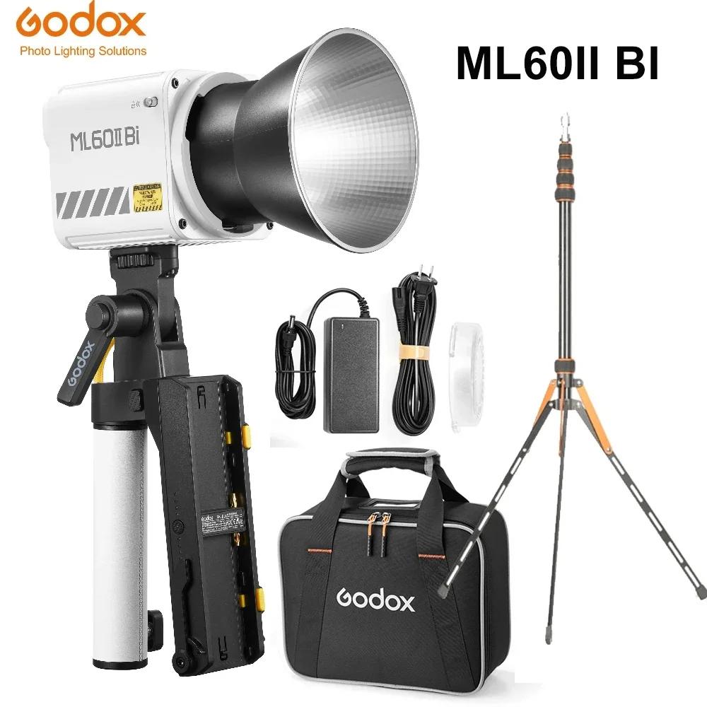 Godox ML60II BI   Ʈ, ߿ ޴ COB LED Ʃ  Ʈ, 2800K -6500K  